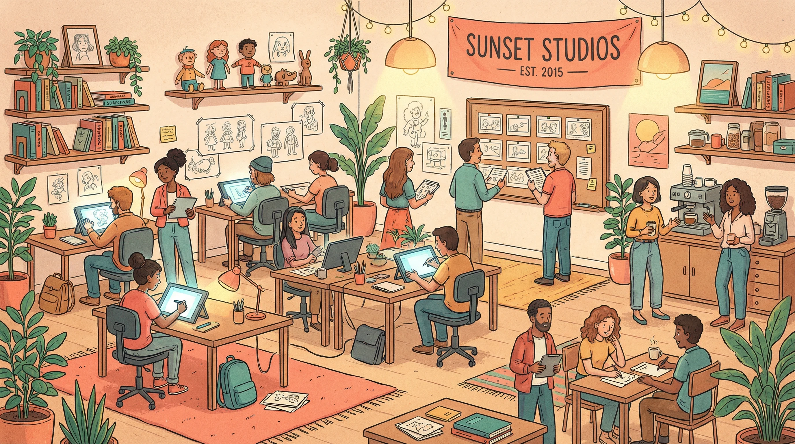 玩偶姐姐 - 玩偶姐姐是全球获奖动画短片在线看 | 高清无广告创始团队在动画工作室中的合影 - 展示专业创作环境